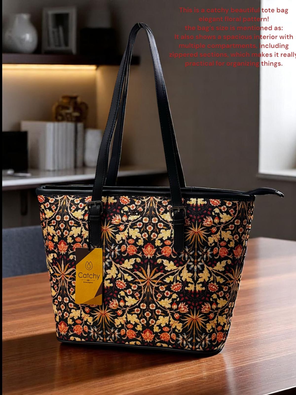 Catchy Printed Tote Bag (2) Catchy Printed Tote Bag – Spacious & Stylish Everyday Companion Model4 - Image 1